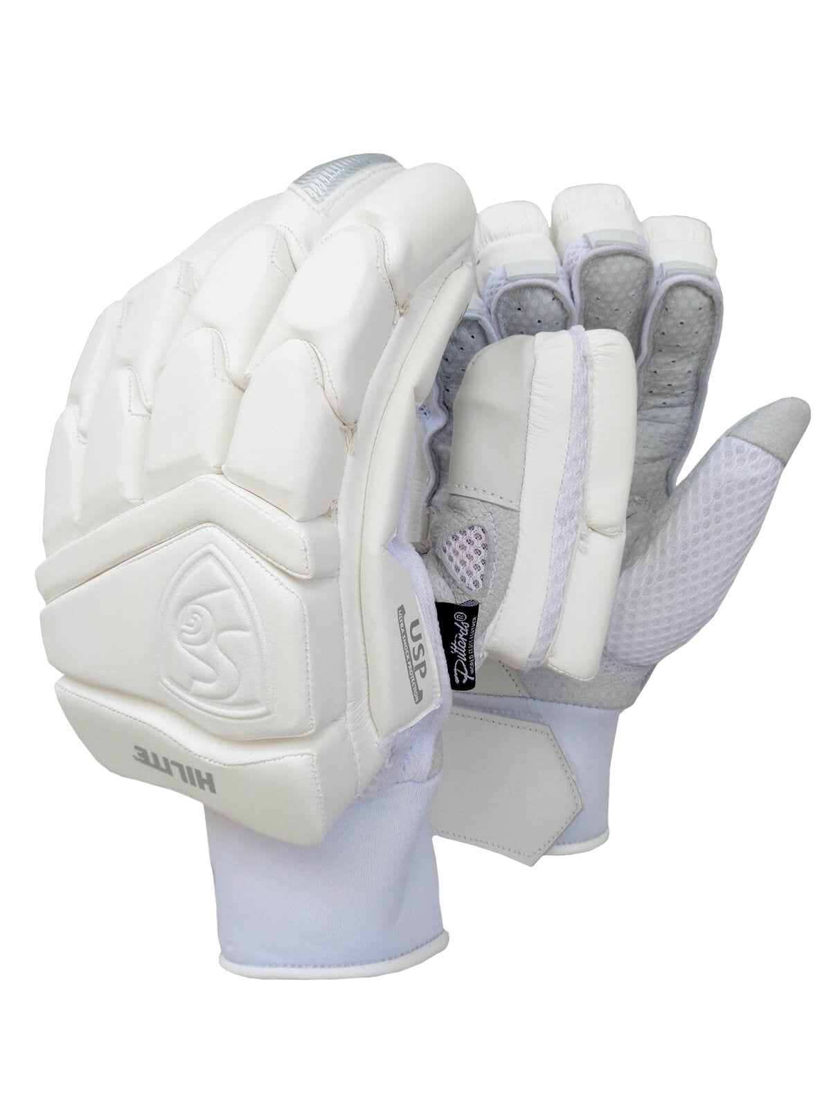 SG - White Hilite Cricket Batting Gloves Mens Size