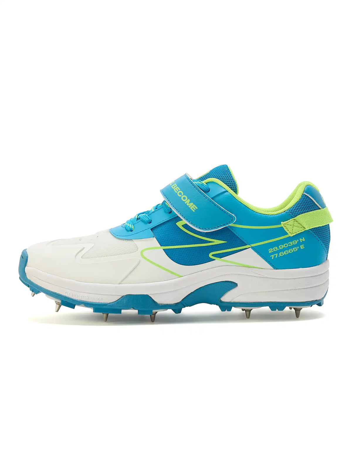 SG - Sierra Arc Spikes White/Blue/Lime Cricket Shoes