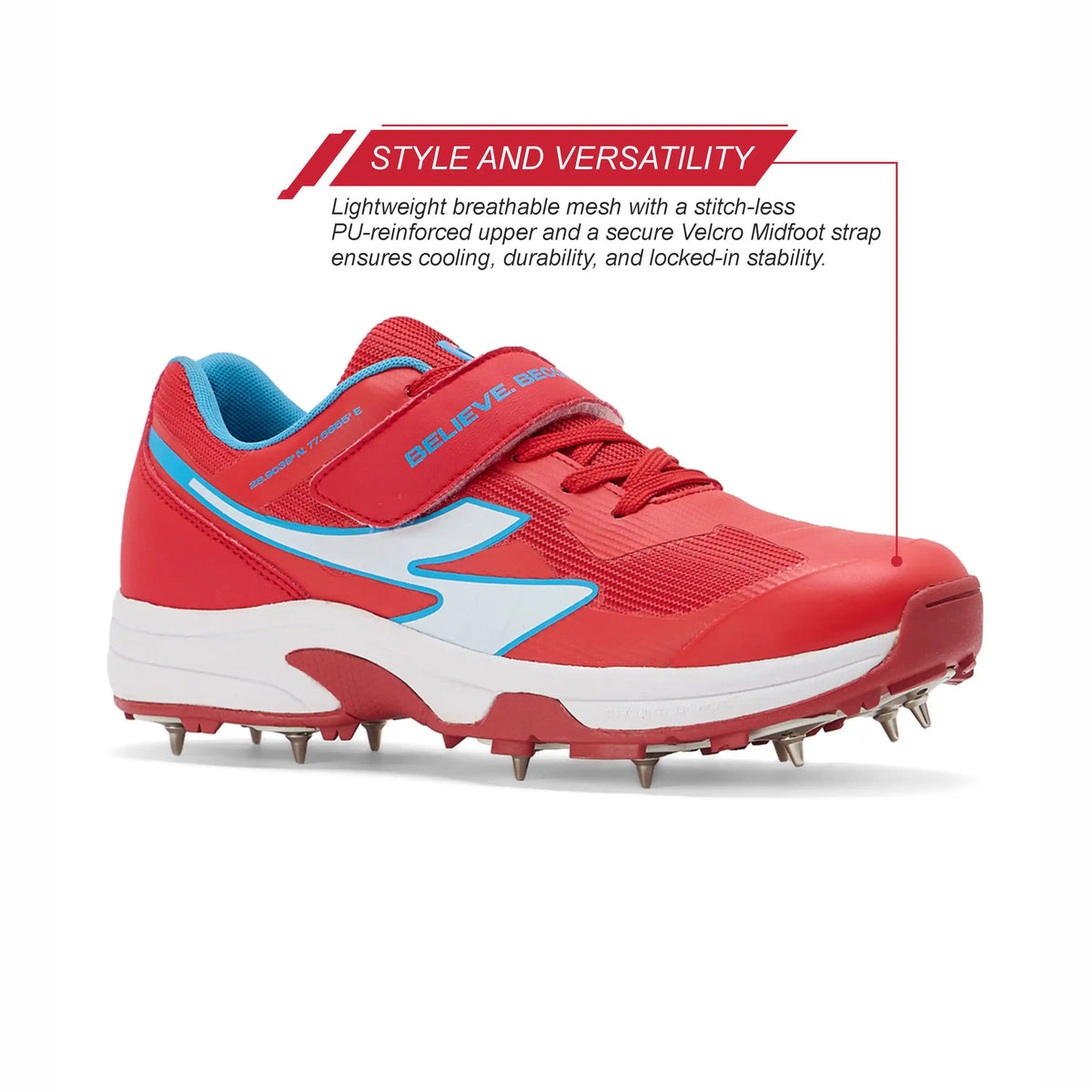 SG - Vortex Spikes Neon Red Cricket Shoes