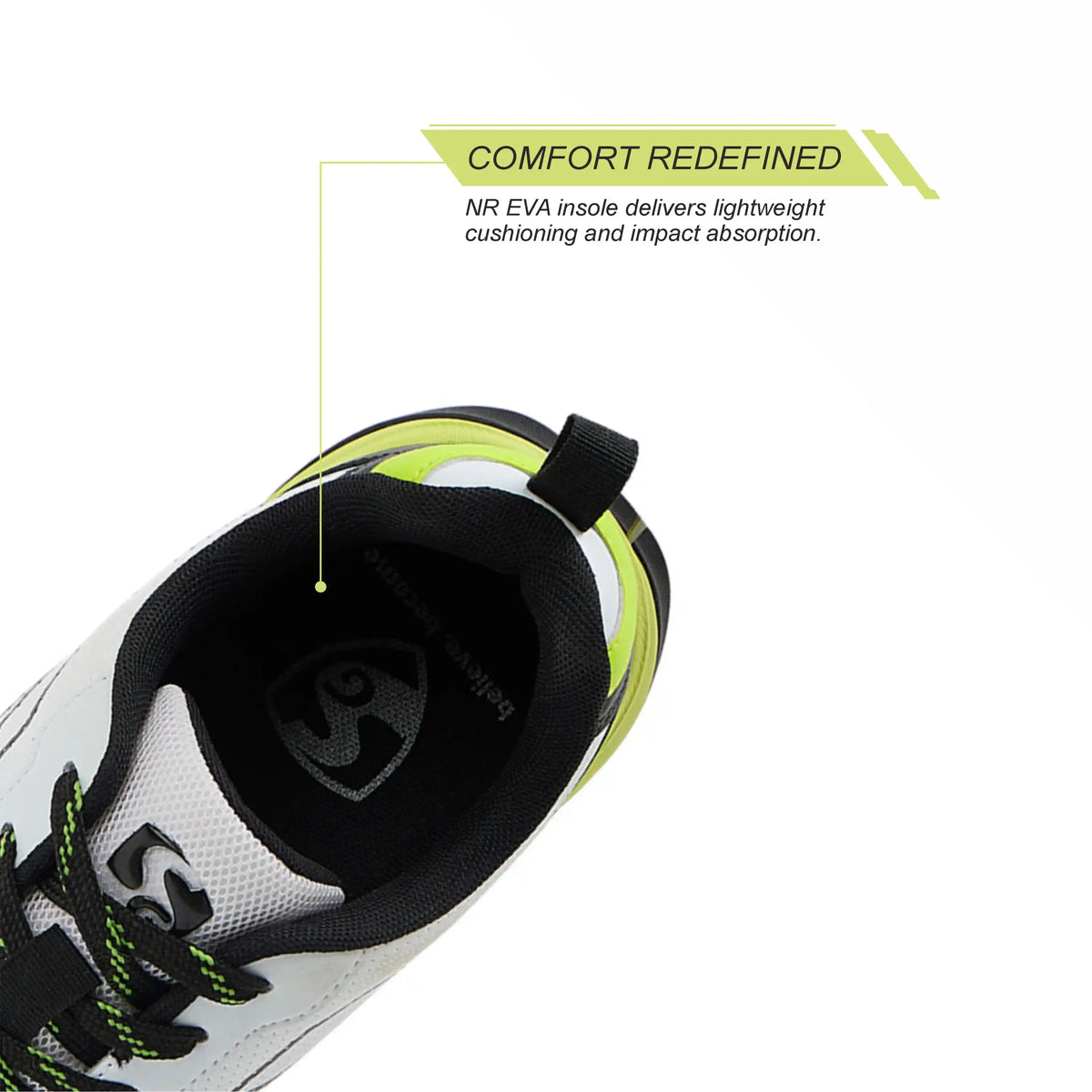 SG - Scorer Edge White/Volt Green Cricket Shoes