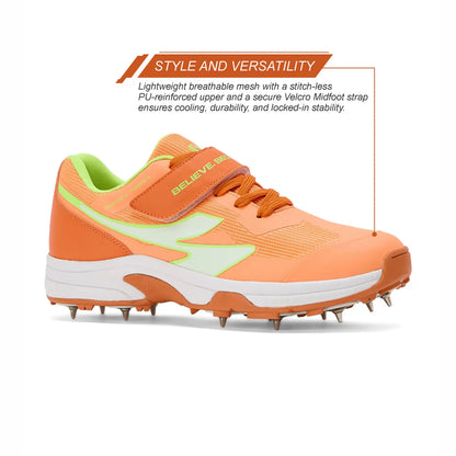 SG - Vortex Spikes Bright Orange Cricket Shoes