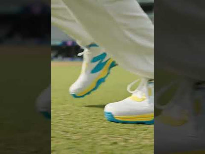 SG - Savage Max Spikes White/Yellow/Sky Blue Cricket Shoes