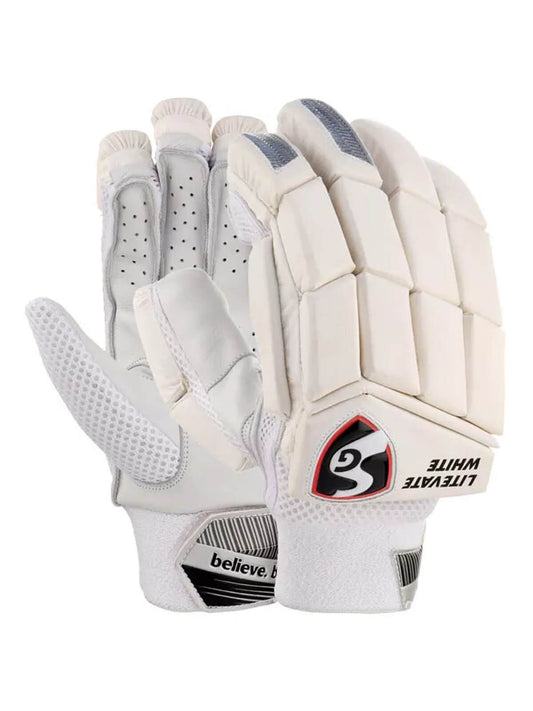 SG - Litevate White Cricket Batting Gloves Youth Size