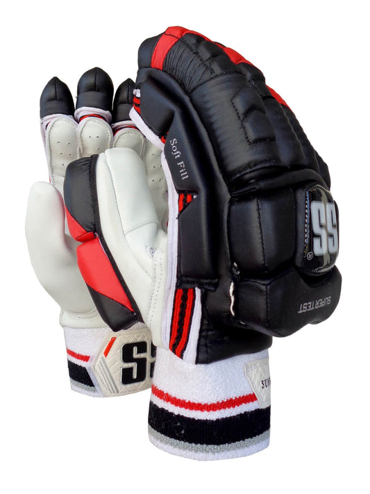 SS - Black/Red Super Test Cricket Batting Gloves Mens Size