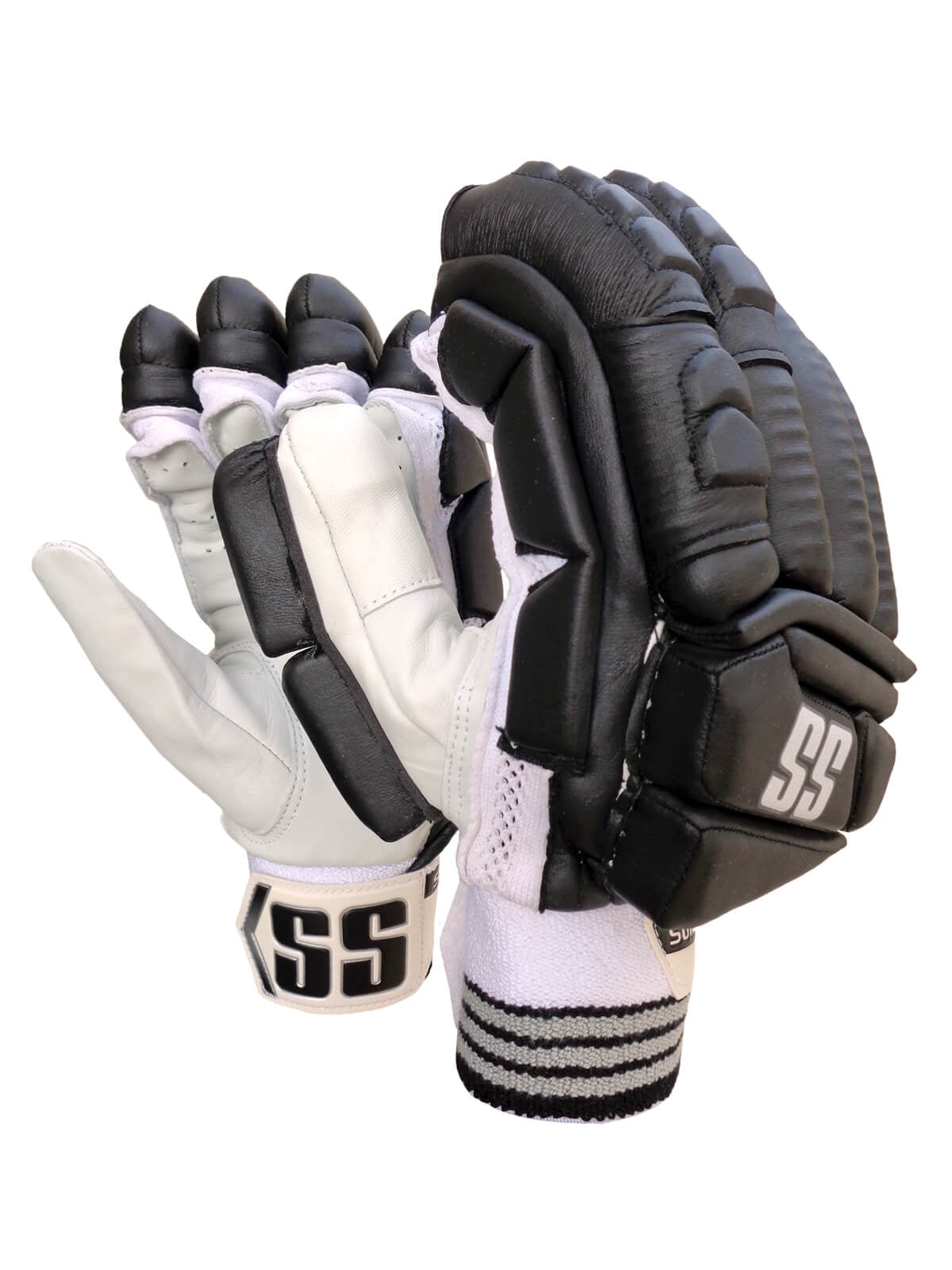 SS - Black Super Test Cricket Batting Gloves Mens Size