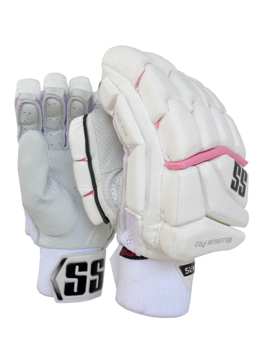 SS - Millenium Pro White Cricket Batting Gloves Mens Size