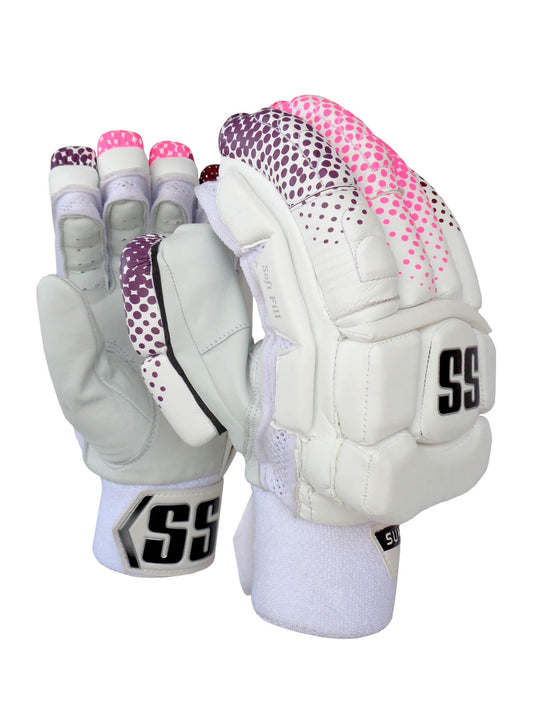 SS - Players SMU White/Pink Cricket Batting Gloves Men Size
