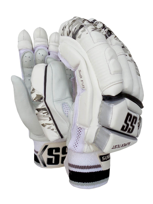 SS - Super Test White Black Camo Cricket Batting Gloves Mens Size