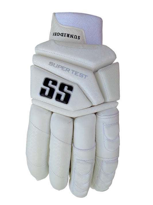 SS - Super Test White Cricket Batting Gloves Mens Size