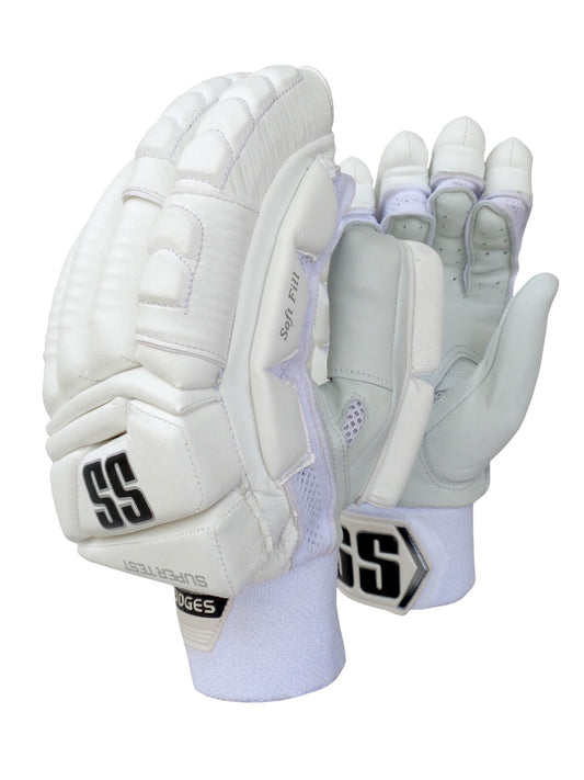 SS - White Super Test Cricket Batting Gloves Mens Size